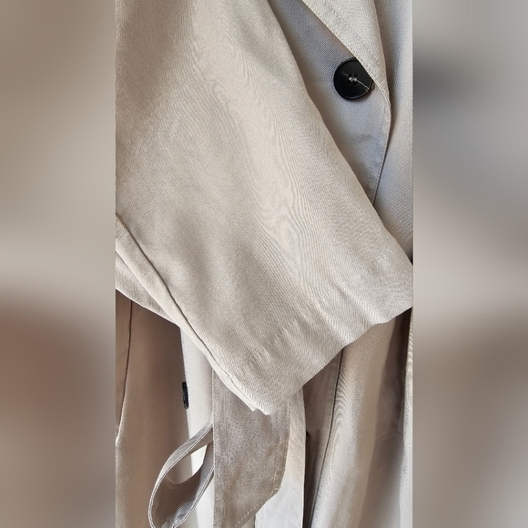 Zara Trench Coat Nude Beige Belted With Pleated Back Size S M - Picture 8 of 8